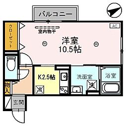 ＫＮＫＳ　ステラ 2階1Kの間取り