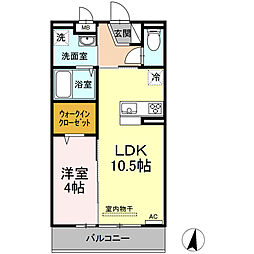 銀河タウンE 1LDKの間取図画像