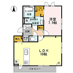 アンジュール 1LDKの間取図画像