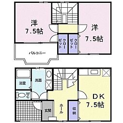 フィールドビーチ1 2DKの間取図画像