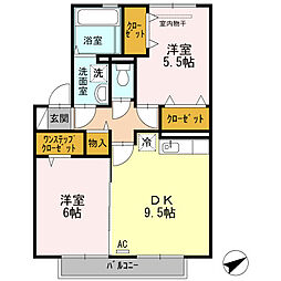 スターパレス下松ヘラクレス館 2DKの間取図画像