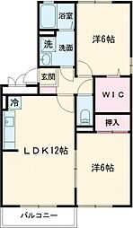 エスポワール・ダイワ　A棟 3階2LDKの間取り