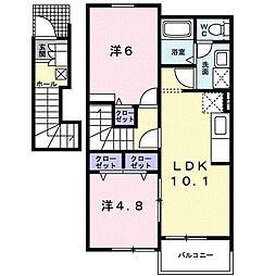 アクティーボシンデンB 2LDKの間取図画像