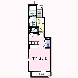 プリートカーサB ワンルームの間取図画像