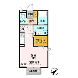 JR常磐線 土浦駅 3.5kmの賃貸アパート 1階ワンルームの間取り
