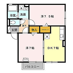 Ｓｈｉｎｅ ａｒｋ　Ｄ 2階2DKの間取り