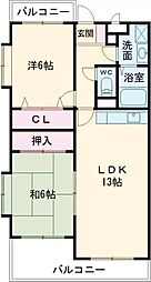イル・プリモ広川 2LDKの間取図画像