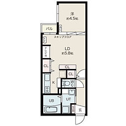 ツヴァイトロジック 2階1LDKの間取り