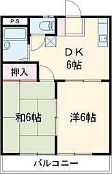 モンテヴェルデ 3階2DKの間取り