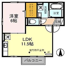アシュランス・コバ 1LDKの間取図画像