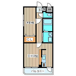 レーベンス柏木 3階1DKの間取り