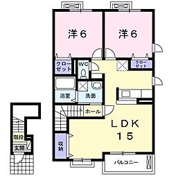 カーサセレーノB 2LDKの間取図画像