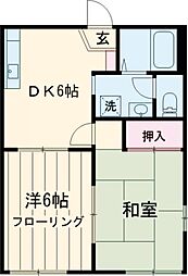 エスティーヌみよし 1階2DKの間取り