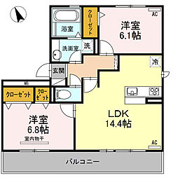 ホーリーギフト 3階2LDKの間取り