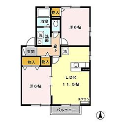 プラティーク新屋大川町 2LDKの間取図画像