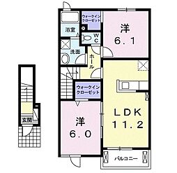 テラスくるみ 2階2LDKの間取り