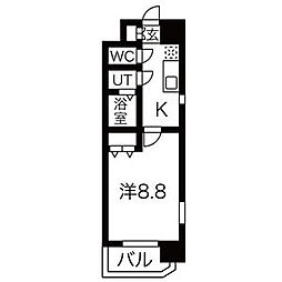 アーバンフラッツ長町 8階1Kの間取り