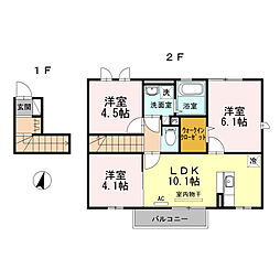 スノーウィコートVI 2階3LDKの間取り