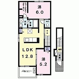 サンリット 2LDKの間取図画像