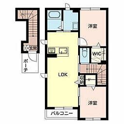 JR舞鶴線 西舞鶴駅 徒歩28分の賃貸アパート 2階2LDKの間取り