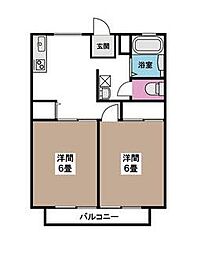 サンパレス浜町 2DKの間取図画像