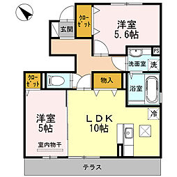 フェリオ 2LDKの間取図画像