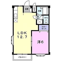 エルディムティンクル 2階1LDKの間取り