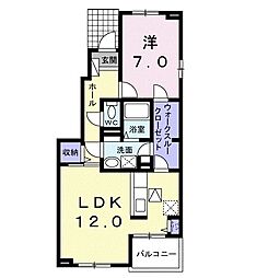 エアリーカーサB 1LDKの間取図画像
