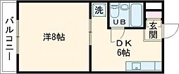 リバーハイツ今之浦 1DKの間取図画像