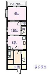 ゴールデンハイツ 1階2DKの間取り