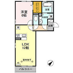 ファミーユ 2階1LDKの間取り