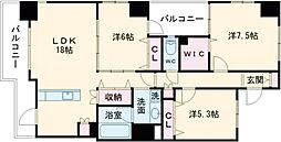 熊本市電A系統 辛島町駅 徒歩2分の賃貸マンション 5階3LDKの間取り