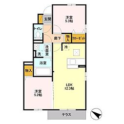 グランマーム 1階2LDKの間取り