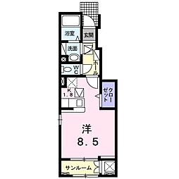ソレアードA ワンルームの間取図画像