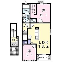 コアレスクA 2LDKの間取図画像