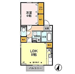 Ｊ-Ｒｏｏｍ妃　Ａ 1階1LDKの間取り