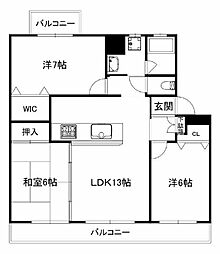 メゾンサンテラスＡ 1階3LDKの間取り