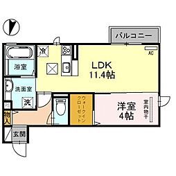 D-room真崎 1階1LDKの間取り