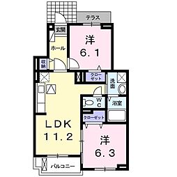 ランドセットカワダ3 2LDKの間取図画像