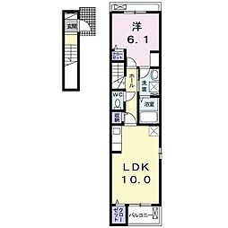 インフィニティ 2階1LDKの間取り