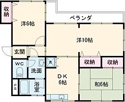 JR東海道・山陽本線 南彦根駅 徒歩16分の賃貸マンション 2階3DKの間取り