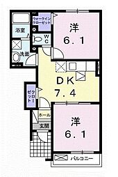 フレイム・アクティーボ1 2DKの間取図画像