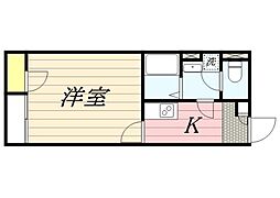 コーポニッコー 1階1Kの間取り
