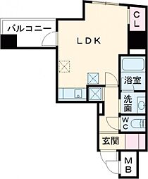 ユリシス新神戸 5階ワンルームの間取り