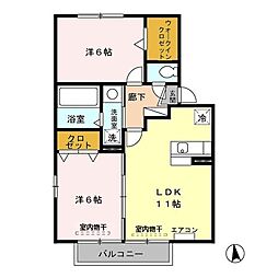 ラ・プランタン　Ｃ 2階2LDKの間取り