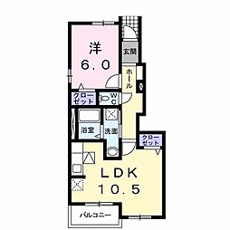 エーデルハイム2 1LDKの間取図画像
