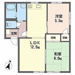 ガーデンハイツひがきB 2LDKの間取図画像