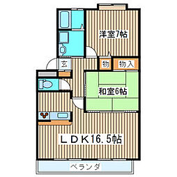 コージィコート壱番館 2LDKの間取図画像