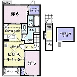 ビジュ・リアンＢ 2階2LDKの間取り
