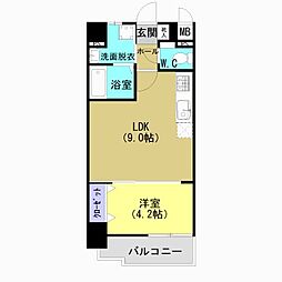 加治屋町MSH 1LDKの間取図画像